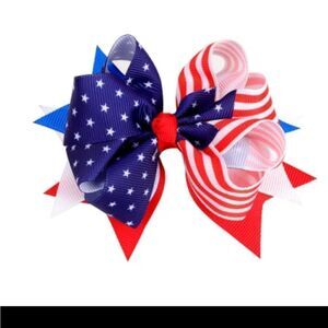 New 3/$20 Girls patrotic flag hair bow